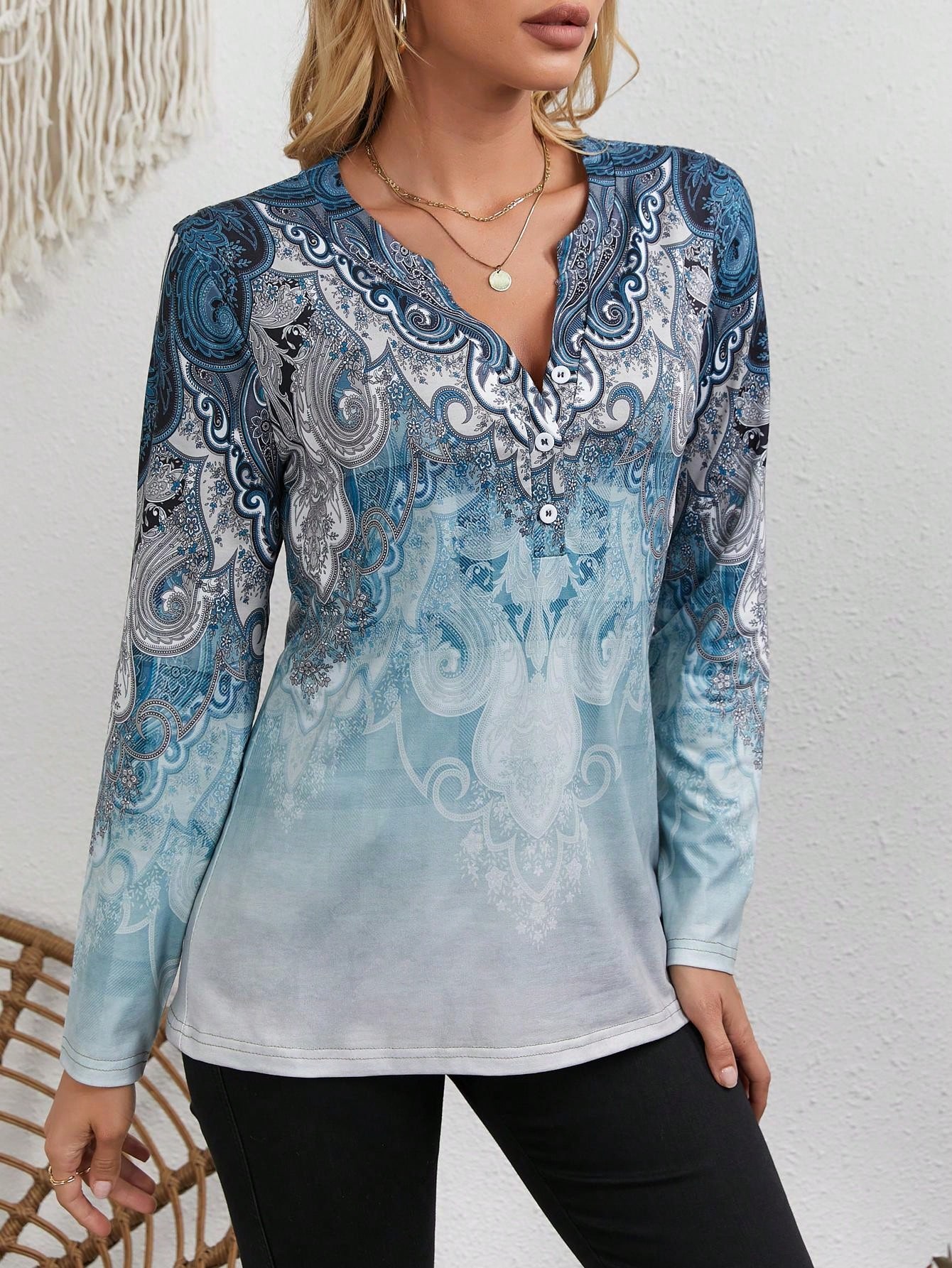 Vintage Fashion Shop - Haut ethnique pour femmes : imprimé
