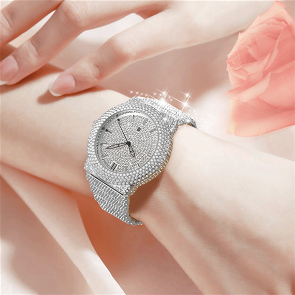 Vintage Fashion Complete - Montre-bracelet en diamant doré pour homme,