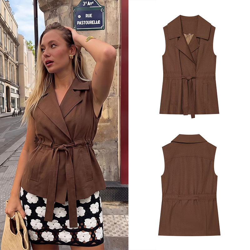Vintage Fashion Collection - Gilet en lin pour femmes Guobioziy,