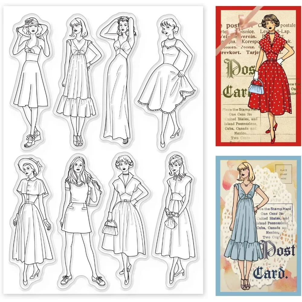 Vintage Fashion Journal - Tampon en silicone transparent pour femme,