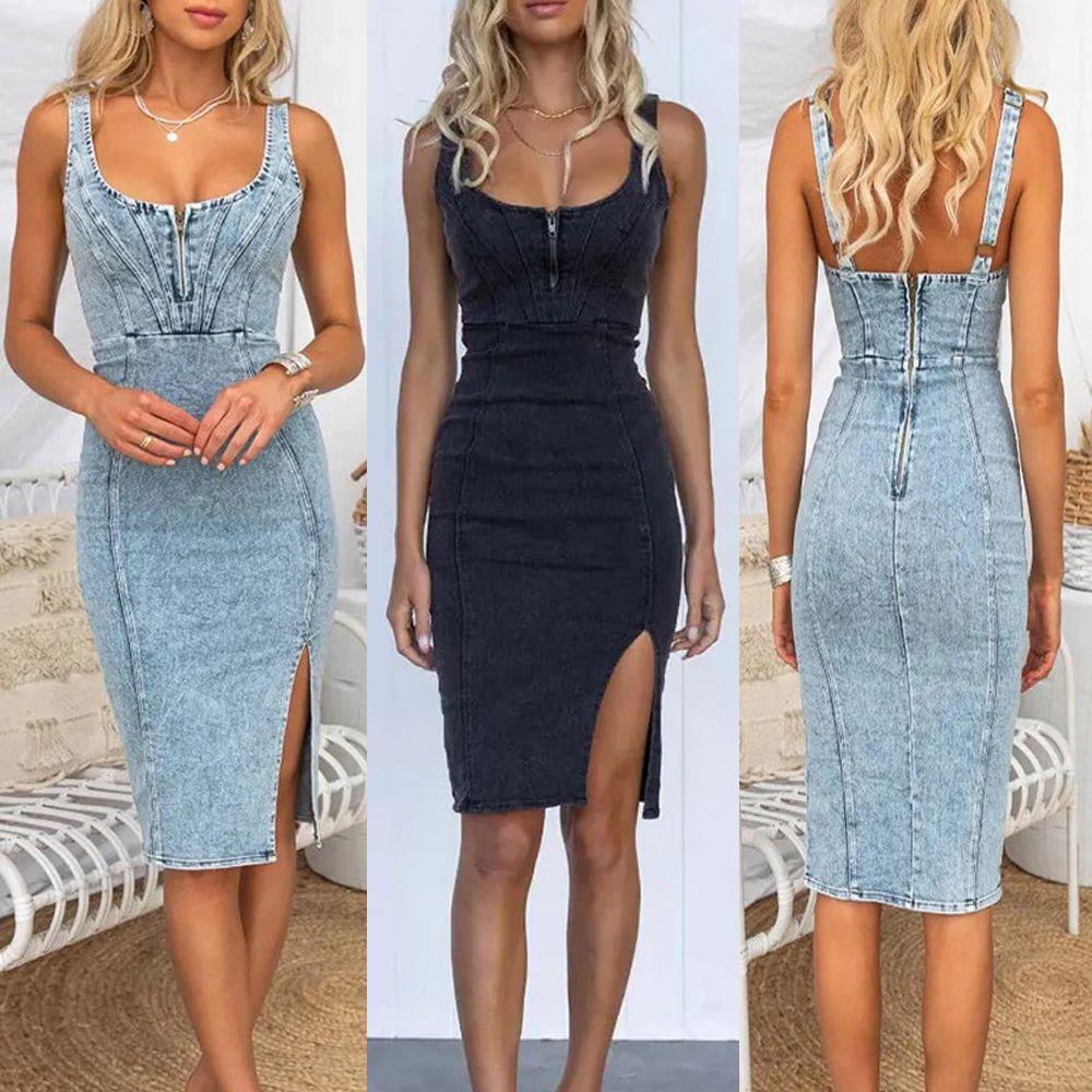 Denim Skirt Midi Vintage - Robe en jean vintage 2023 à
