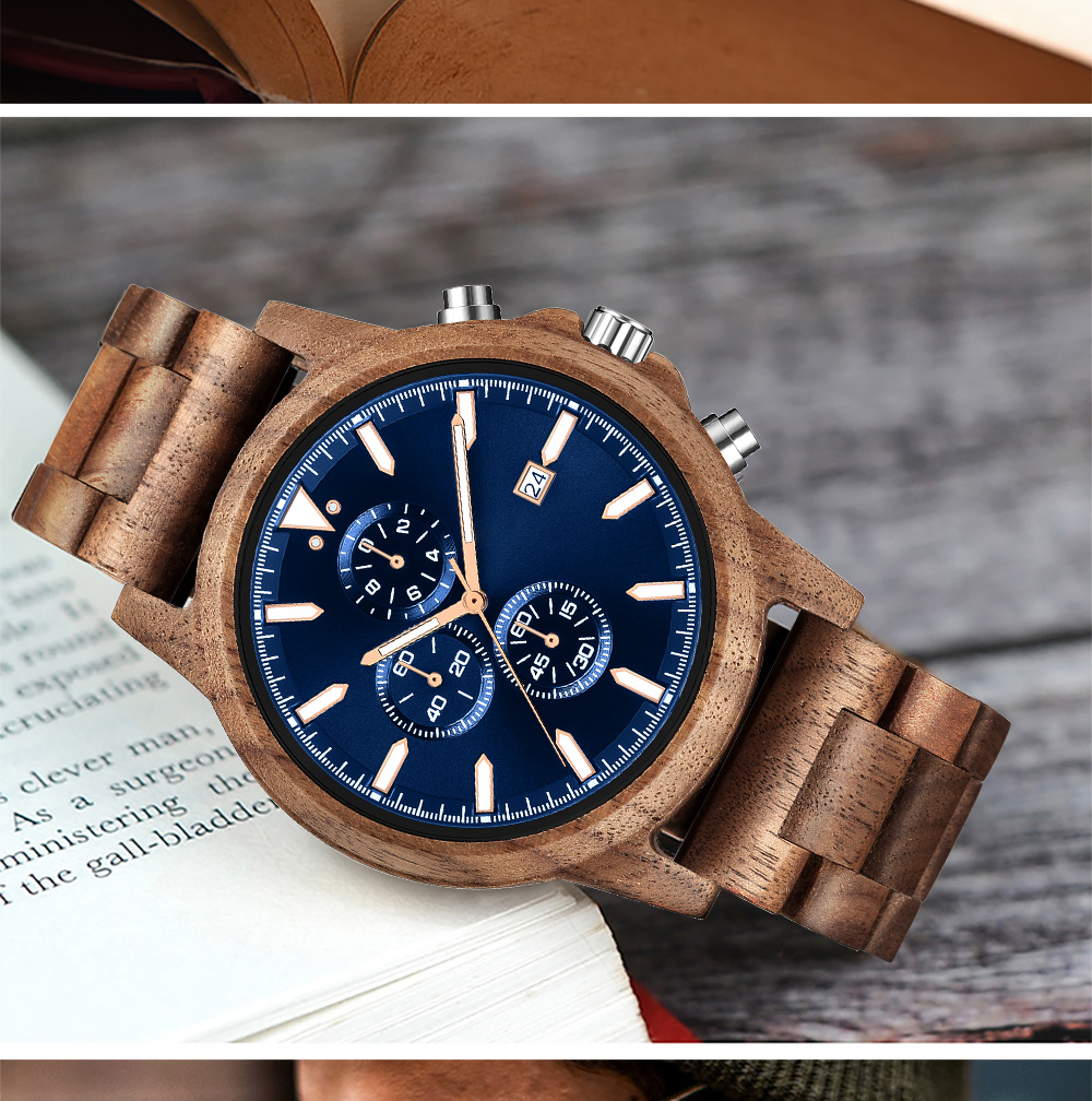 Vintage Fashion Complete - Montre en bois pour homme, montres-bracelets