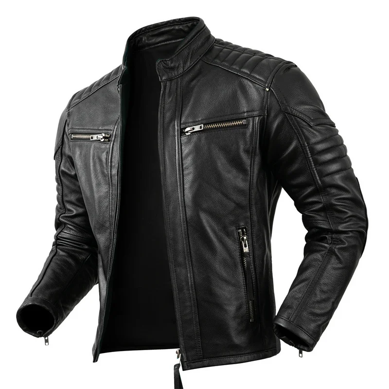 Manteau en cuir de moto vintag - Vintage Fashion Outfits Men avis et prix