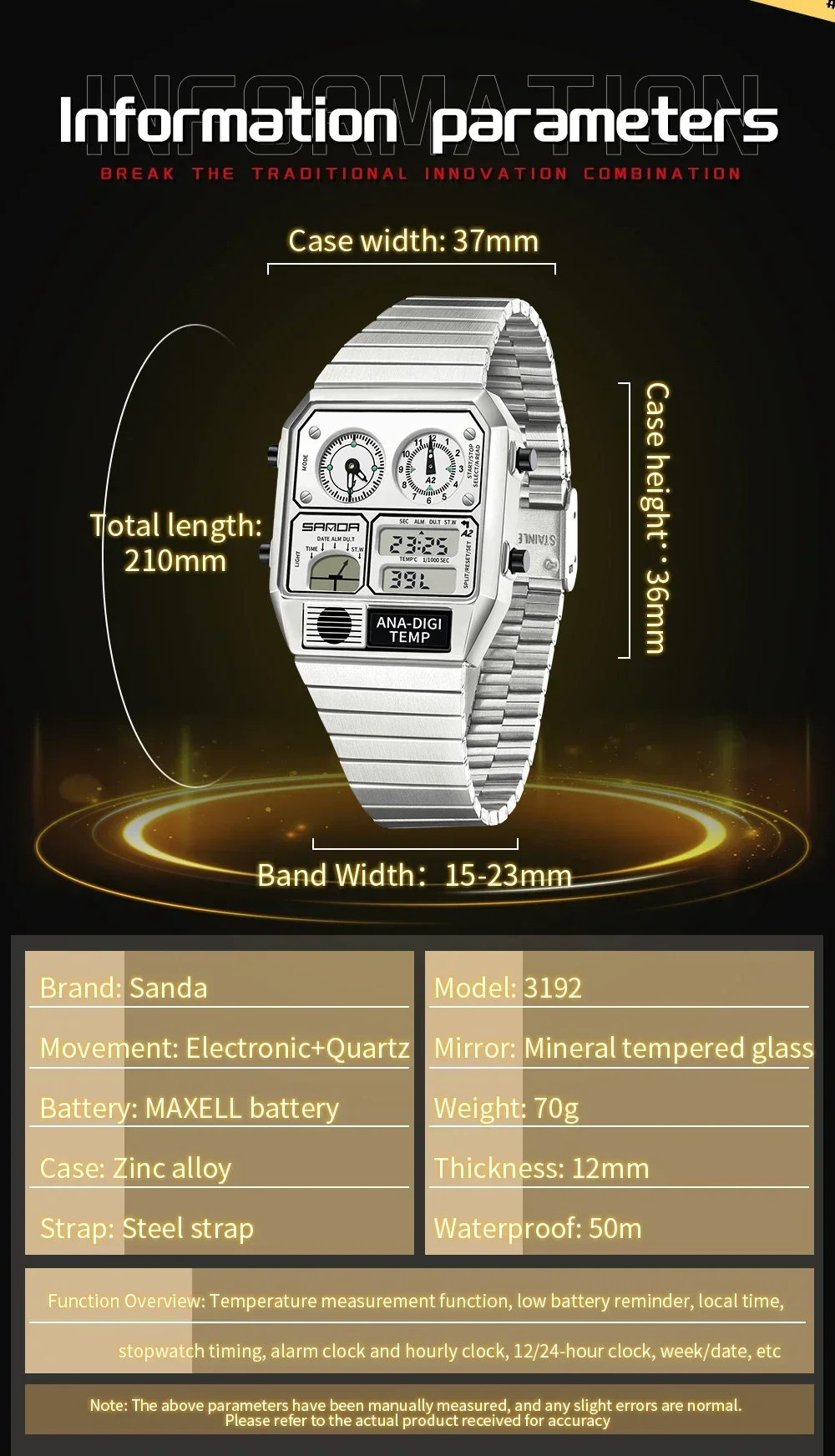 Montre unisexe SANDA 3192, mon - Vintage Fashion Complete avis et prix
