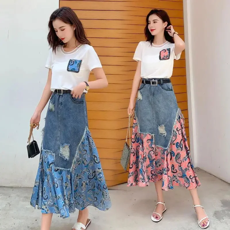 Été taille haute jupes longues - Denim Skirt Midi Vintage avis et prix