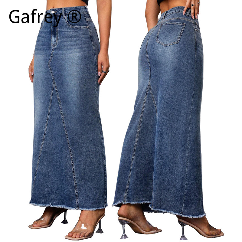 Jupe en jean mi-longue pour fe - Denim Skirt Midi Vintage avis et prix