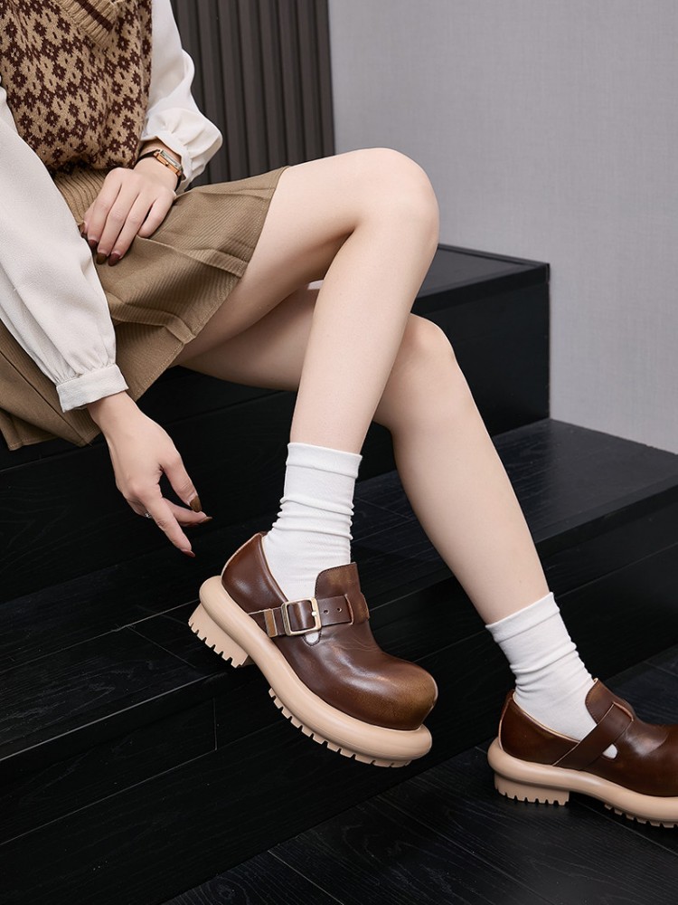 Chaussures Derby en cuir de va - Vintage Fashion Style avis et prix