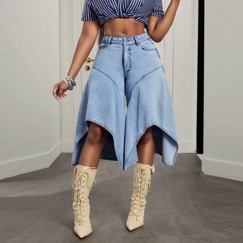 Shorts en jean asymétriques à  - Denim Skirt Midi Vintage avis et prix